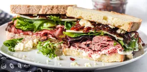 Roast Beef And Swiss Cheese Club Sandwich