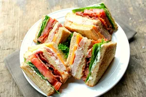 Ham And Swiss Cheese Club Sandwich
