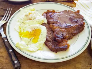 NY Sirloin Steak And Two Eggs