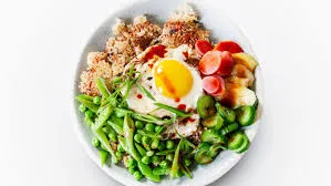 Korean Bibimbap Rice Bowl With Poached Egg & Protein Choice