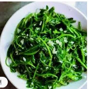 Snow Peas Leaf With Garlic In Rice Broth