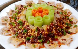 Cold Sliced Pork Belly In Spicy Garlic Sauce With Cucumber