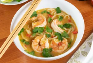 Seafood and Noodles in Curry Soup