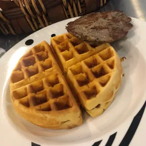 Belgian Waffle With Turkey Sausage