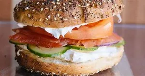 Giant Hand Rolled Water Bagel With Lox & Cream Cheese