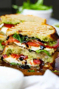 Grilled Vegetables, Fresh Mozzarella, Plum Tomatoes & Balsamic Hot Sandwich