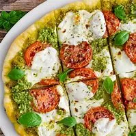 Pesto, Fresh Mozzarella, and Tomato Slice