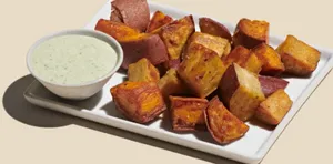 Roasted Sweet Potatoes + Green Goddess Ranch