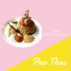 Authentic Pad Thai With King Prawn, Served With Chicken Satay