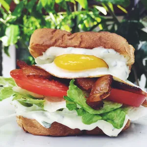 Egg Salad, Bacon, Lettuce & Tomatoes Hot Sandwich