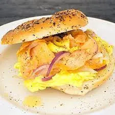 Egg Whites, Lox & Onion Sandwich