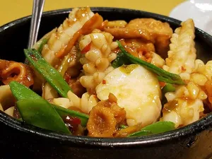 Seafood With Fried Bean Curd In Casserole