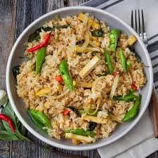 Vegan Spicy Basil Fried Rice With Tofu