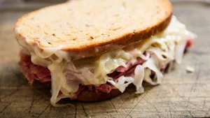 Rueben Corned Beef & Melted Swiss Cheese Hot Sandwich