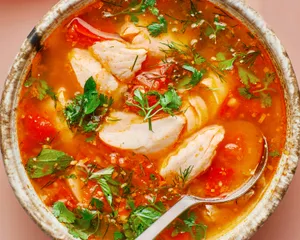 Sliced Fish With Red Sauce Soup