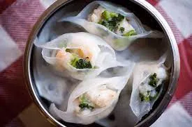 Steamed Snow Pea Leaves with Shrimp Dumplings