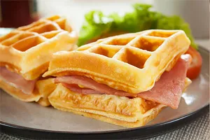 Belgian Waffle With Ham