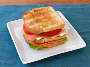 Smoked Salmon With Cream Cheese, Lettuce & Tomatoes Hot Sandwich