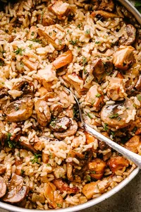 Rice Baked With Chicken And Mushroom