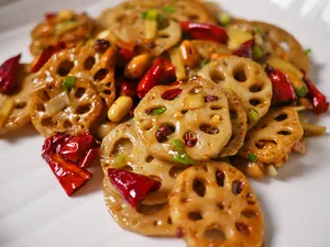 Sauteed Diced Lotus Roots With Spicy Black Bean Sauce