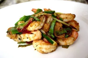 Squid and Shrimp Sautéed with Ginger and Scallion
