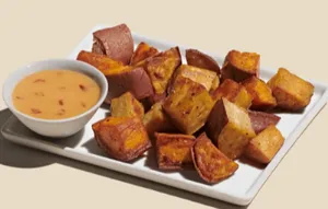 Roasted Sweet Potatoes + Hot Honey Mustard