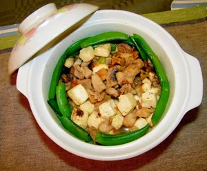 Salted Fish, Chicken And Bean Curd In Casserole