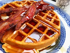 Belgian Waffle With Bacon