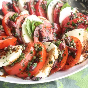Tomatoes, Mozzarella, & Roasted Red Pepper Salad Platter
