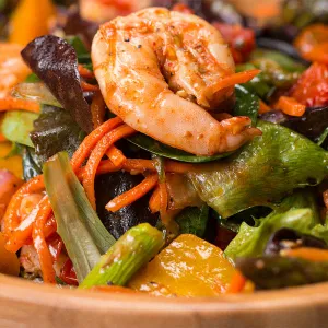 Shrimp with Mixed Vegetables. 什菜虾