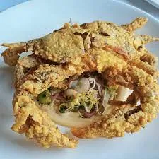 Crispy Whole Soft Shell Crab + Orange Sauce W/ Seaweed Salad & Coleslaw