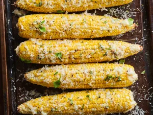 Lots Of Parmesan Grilled Mexican Buttered Corn On The Cob