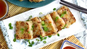 Pan-Fried Turnip Cake with Dry Shrimp and Sausage 蘿蔔糕