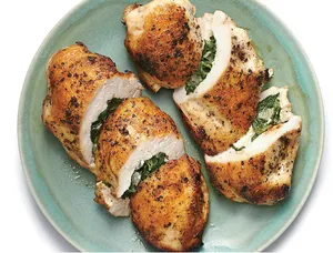 Sliced Chicken Breast And Spinach