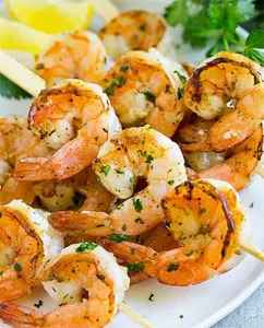 Grilled garlic Jumbo Shrimp Kabab platter