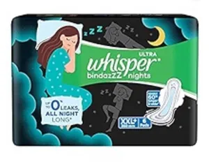 Whisper Bindazzz Nights Sanitary Napkin XL+ (7pads)