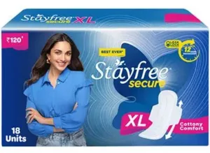 Stayfree Secure Extra Large Sanitary Pads with Cottony Soft Cover - XL - Pack of 18