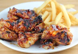 5pcs Flame & Grilled BBQ Chicken With Large Fries