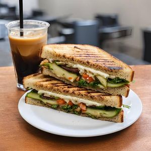 Veg Grilled Sandwich with Cold Coffee
