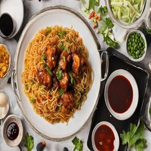 Chicken Noodles with Veg Manchurian and Coke [250 ml]