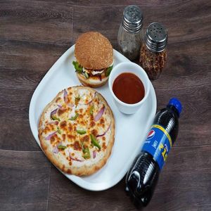 Pizza [7 inches] with Burger and Coke [250 ml]