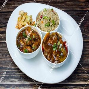 Chicken Manchurian & Chilly Chicken Gravy Thali