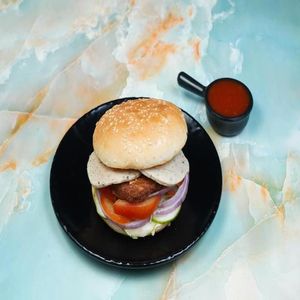 Chicken Salami Burger With Cheese