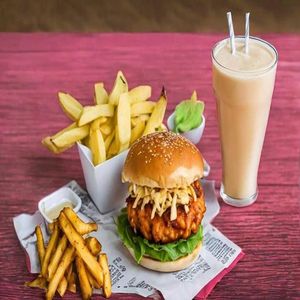 Chicken Burger with Banana Shake