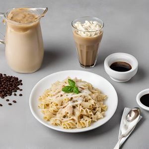 White Penne Pasta with Cold Coffee