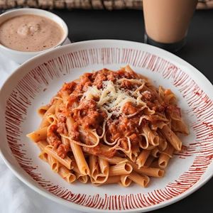 Red Sauce Penne Pasta with Classic Cold Coffee