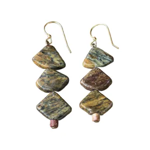 Akuafo earrings, African beaded earrings, green yellow brown earrings, handmade earrings Africa, Afrocentric jewelry, harvest-inspired earrings