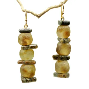 Fufu earrings, African food-inspired jewelry, brown and gray earrings, handmade African earrings, Afrocentric accessories, cultural statement jewelry