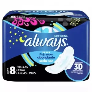 Always Nocturna Flujo Abundante Con Alas 8 Toallas