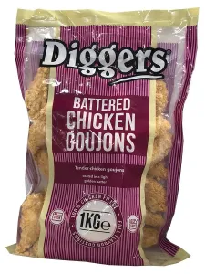 Diggers Battered Chicken Goujons Pink 1kg
